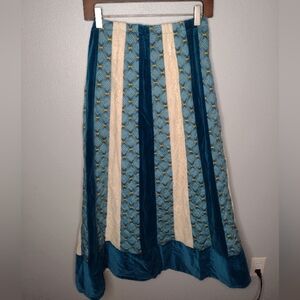 Vintage  Chessa Davis Peasant Maxi Skirt Velvet Lace Quilted Boho Hippie ZZ